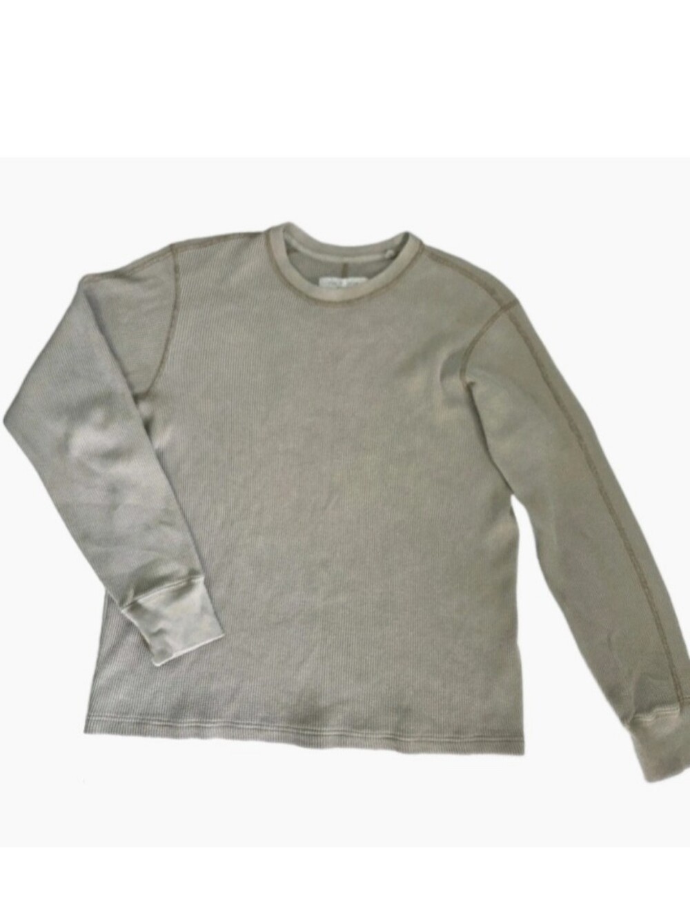 Rag And Bone Waffle Knit Crew Neck Shirt Mens Size L Light Olive Green